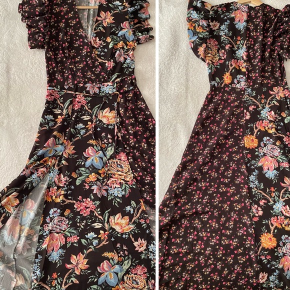 French Connection Floral Patchwork Maxi Dress With Leg Slits - Picture 7 of 9